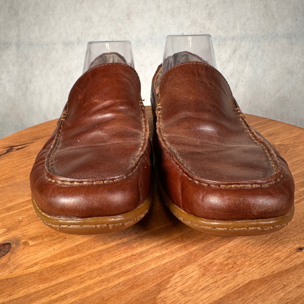 Born Loafers Mens 10.5 Brown Good Leather Slip On Moc Toe H30916 Handcrafted - Picture 2 of 15